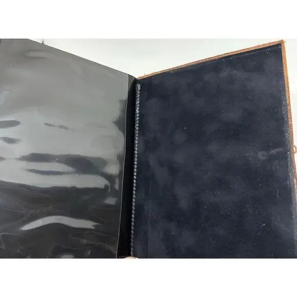 COLE HAAN Leather Photo Album Button Cord Closure Brag Book Memory Book - Picture 4 of 4